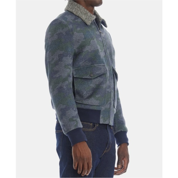 Paisley & Gray Melange Camo Wool Sherpa Bomber Jacket Medium - Picture 3 of 3